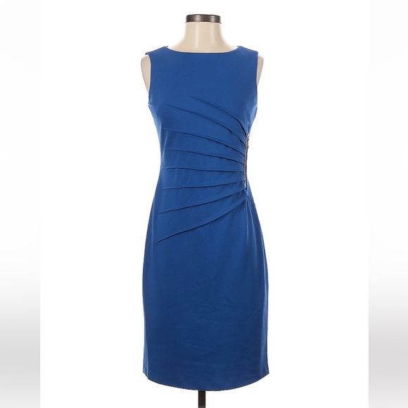 🎉HP🎉 Ivanka Trump Blue Sunburst Sleeveless Sheath Dress NWOT 2 - Picture 2 of 6